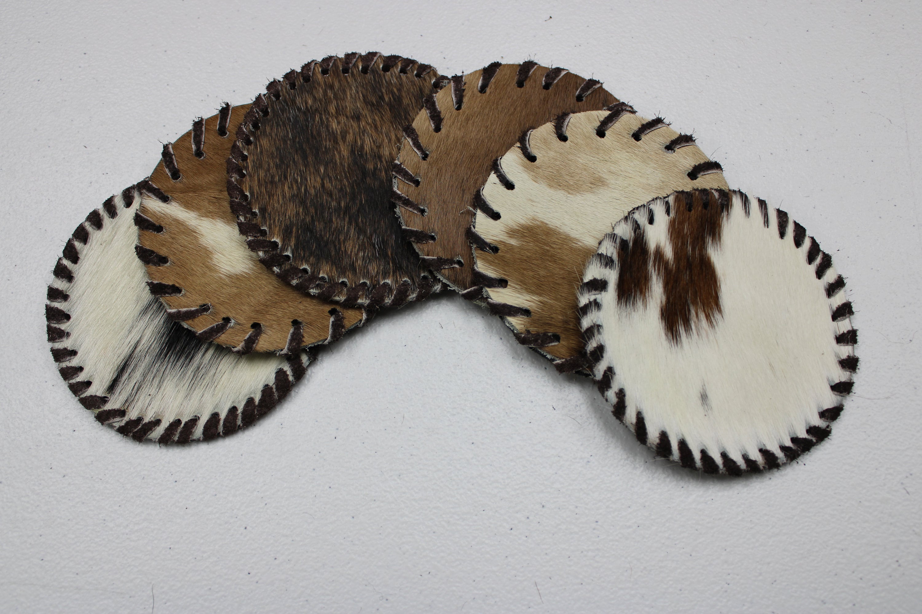 Spade Cowhide Coaster Assorted - Size 4.5 Inches - Genuine Cowhide