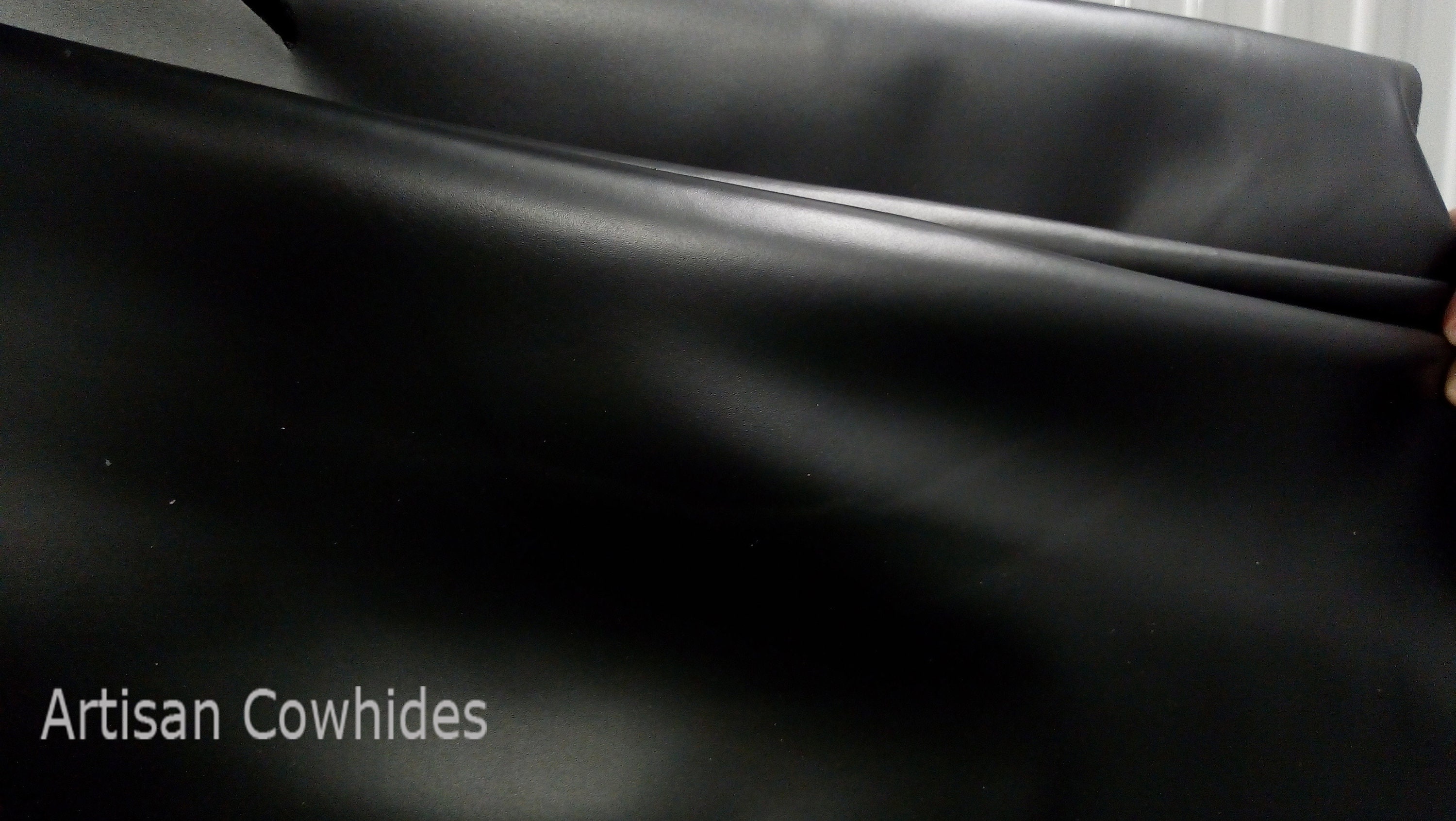 BLACK COWHIDE LEATHER Genuine Cowhide Slightly Firm Leather / Etsy