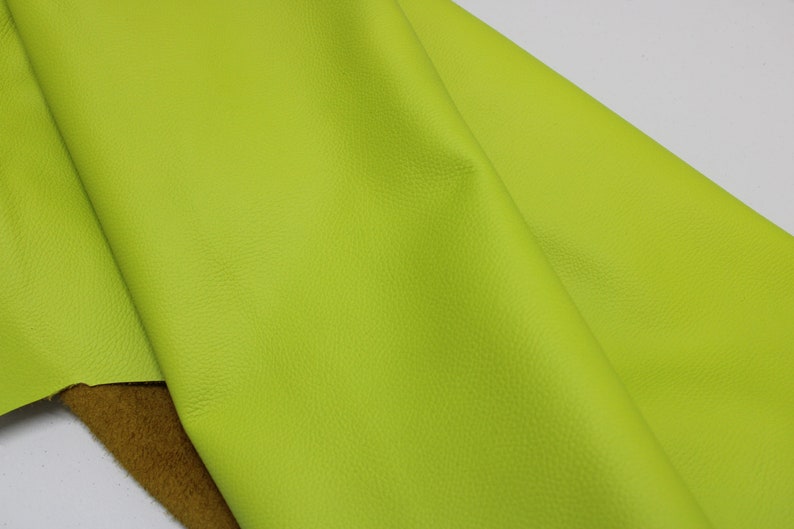 Lime Neon Floater Leather Thickness: 1.6 mm 1.8 mm/ 4 oz 4.5 oz / 9 SqFt 18 sqft / Soft leather for crafts projects image 6