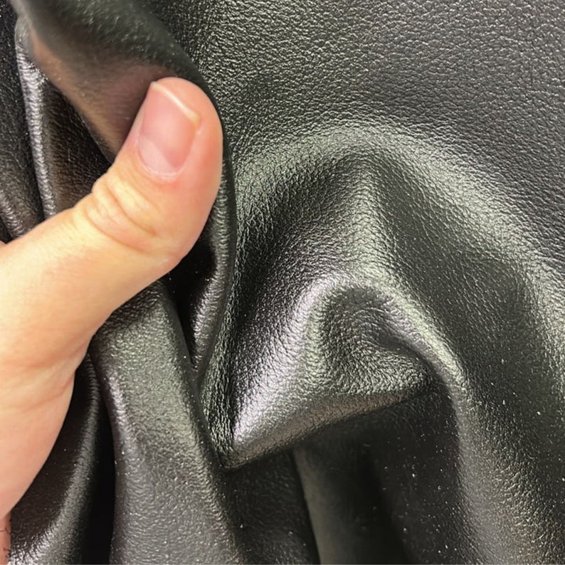BLACK COWHIDE LEATHER Soft Natural Grain Black Leather 2.5-3 oz. 40 sqft Genuine Black Hide image 2