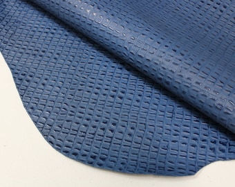 Royal Blue CAIMAN EMBOSSED LEATHER: Genuine Leather 2.5-3 oz. - Leather working, Perfect for Bags, Earrings, Wallets