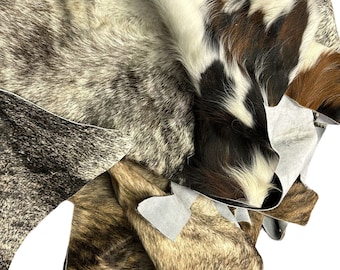 COWHIDE SCRAPS - Assorted Hair On Cowhide Colors & Shapes 6"x4" - 8''x6" - 12"x6" approx.