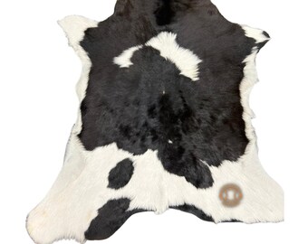 Black & White Calfskin Rug * Size 36 x 32 inches  - Premium Quality Cowhide Rug