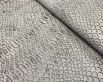 Graues Pirarucu geprägtes Rindsleder - Arapaima Fisch-Textur, 3 m²