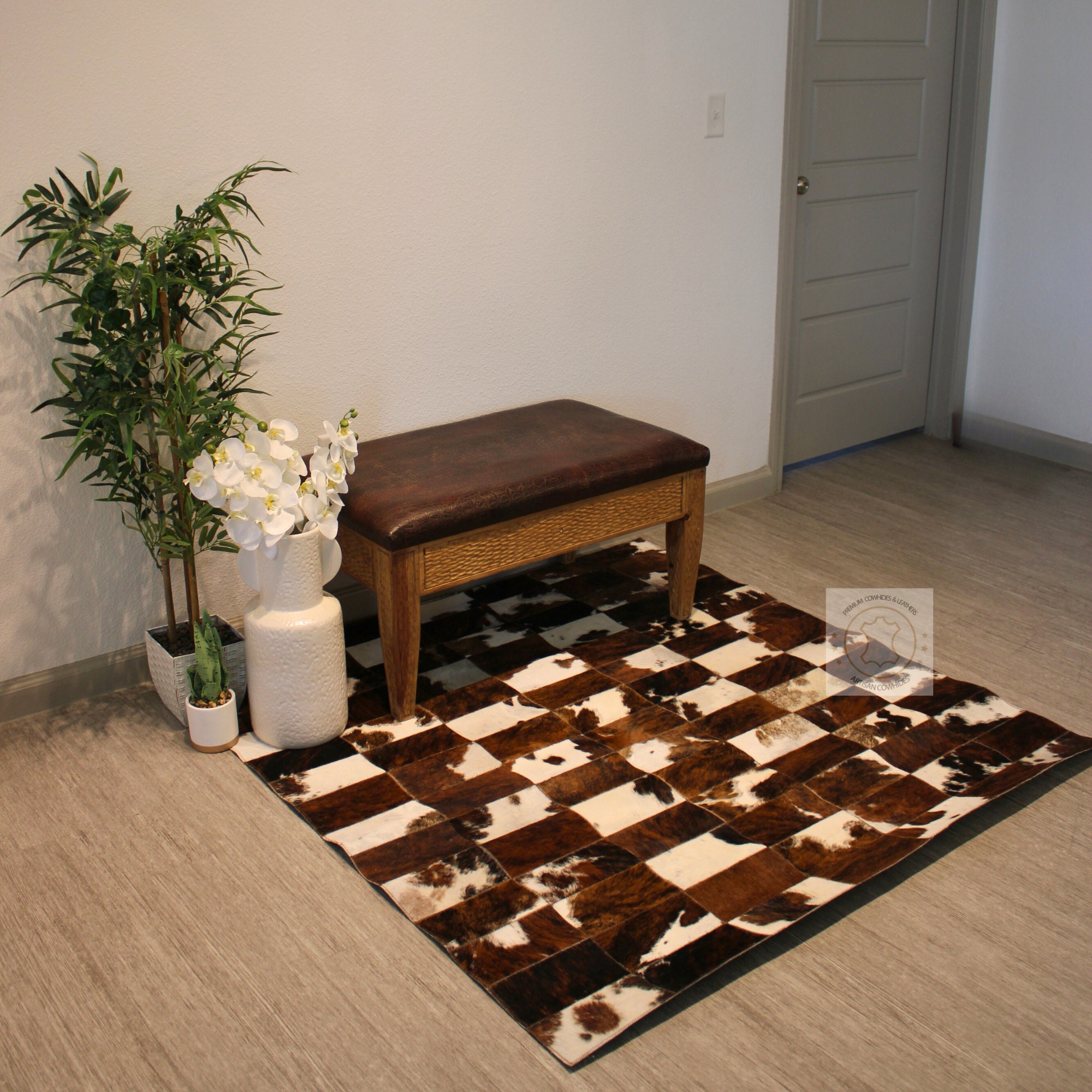 ベージュ牛革ラグ - Etsy 日本