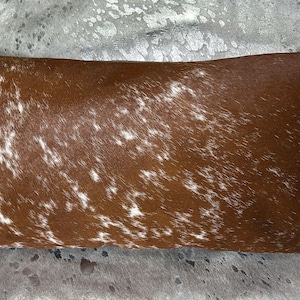 Koeienhuid kussen 22 x 12 inch gespikkeld bruin wit koeienhuid en bruin suède - koeienhuid kussensloop - nieuwe koeienhuid kussenhoes