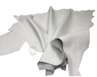 Cuir d'agneau blanc - Epaisseur du cuir : 0,8 -1,0 mm/ 2 - 2,5 oz / Taille 7 - 10 pieds carrés