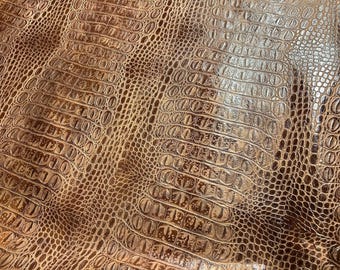 KROKODIL GEPRÄGTE Leder Mittelbraun Pull Up: Echtes Leder 70 g/qm. - Perfekt für Handtaschen und Lederhandwerk!