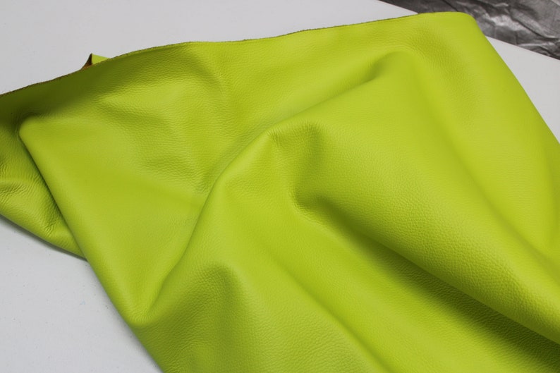 Lime Neon Floater Leather Thickness: 1.6 mm 1.8 mm/ 4 oz 4.5 oz / 9 SqFt 18 sqft / Soft leather for crafts projects image 5