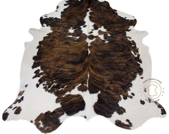 Tricolor Cowhide Rug - Sizes (XL 7'x6' - L 6'x5'5") - Premium Cow Hide Rug