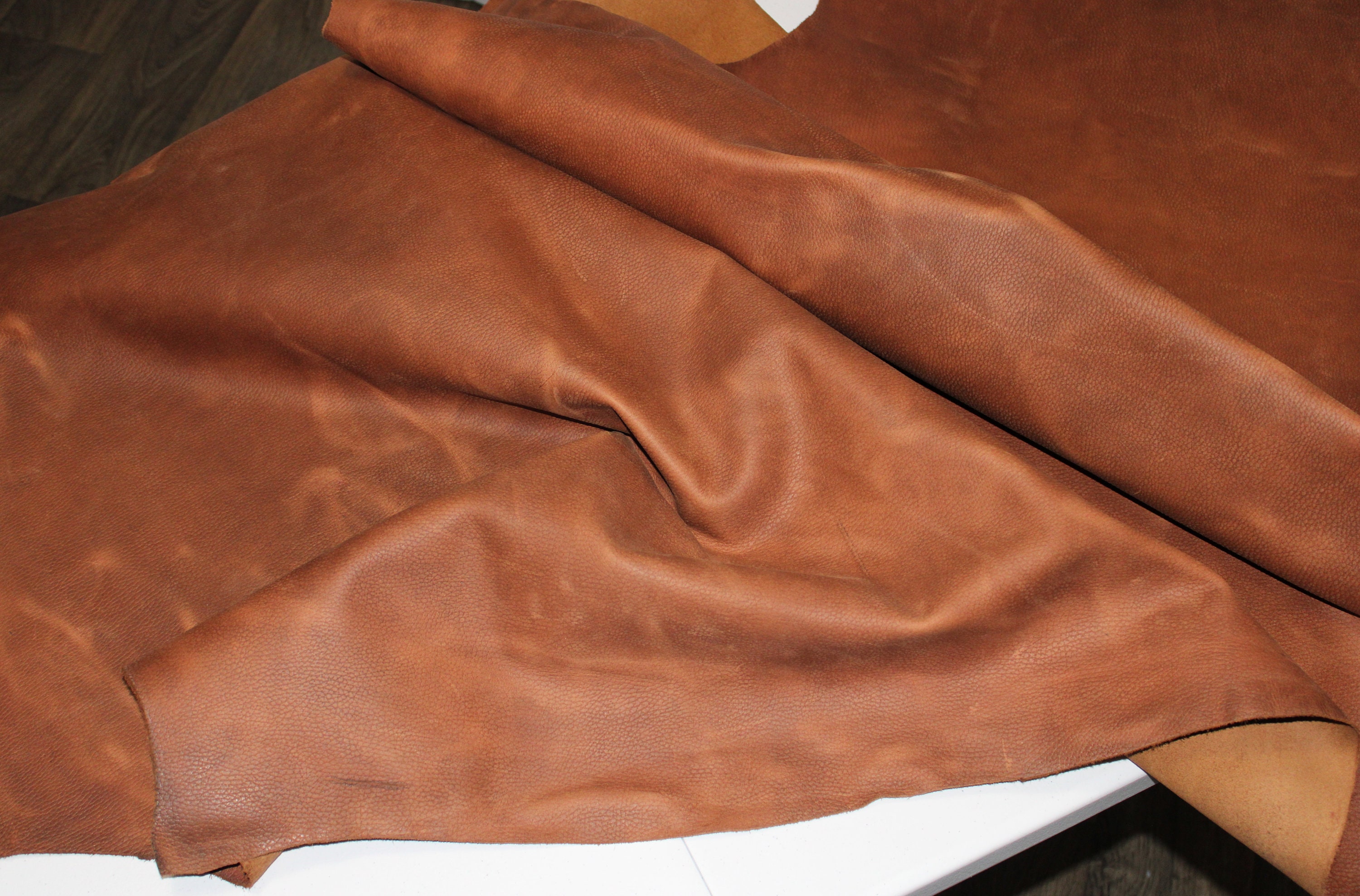Medium Brown Distressed Leather Hide Thickness 1.6 mm1.8 Etsy