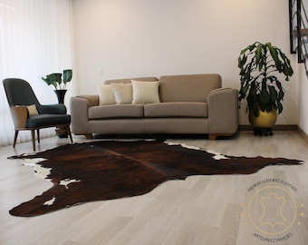 Brindle Tricolor cowhide Rug Colombian  Sizes - XL(7x6. FT) - L (6x5 Ft) | Premium Cowhide Rug