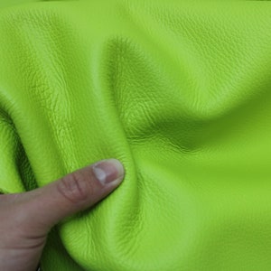 Lime Neon Floater Leather Thickness: 1.6 mm 1.8 mm/ 4 oz 4.5 oz / 9 SqFt 18 sqft / Soft leather for crafts projects image 1