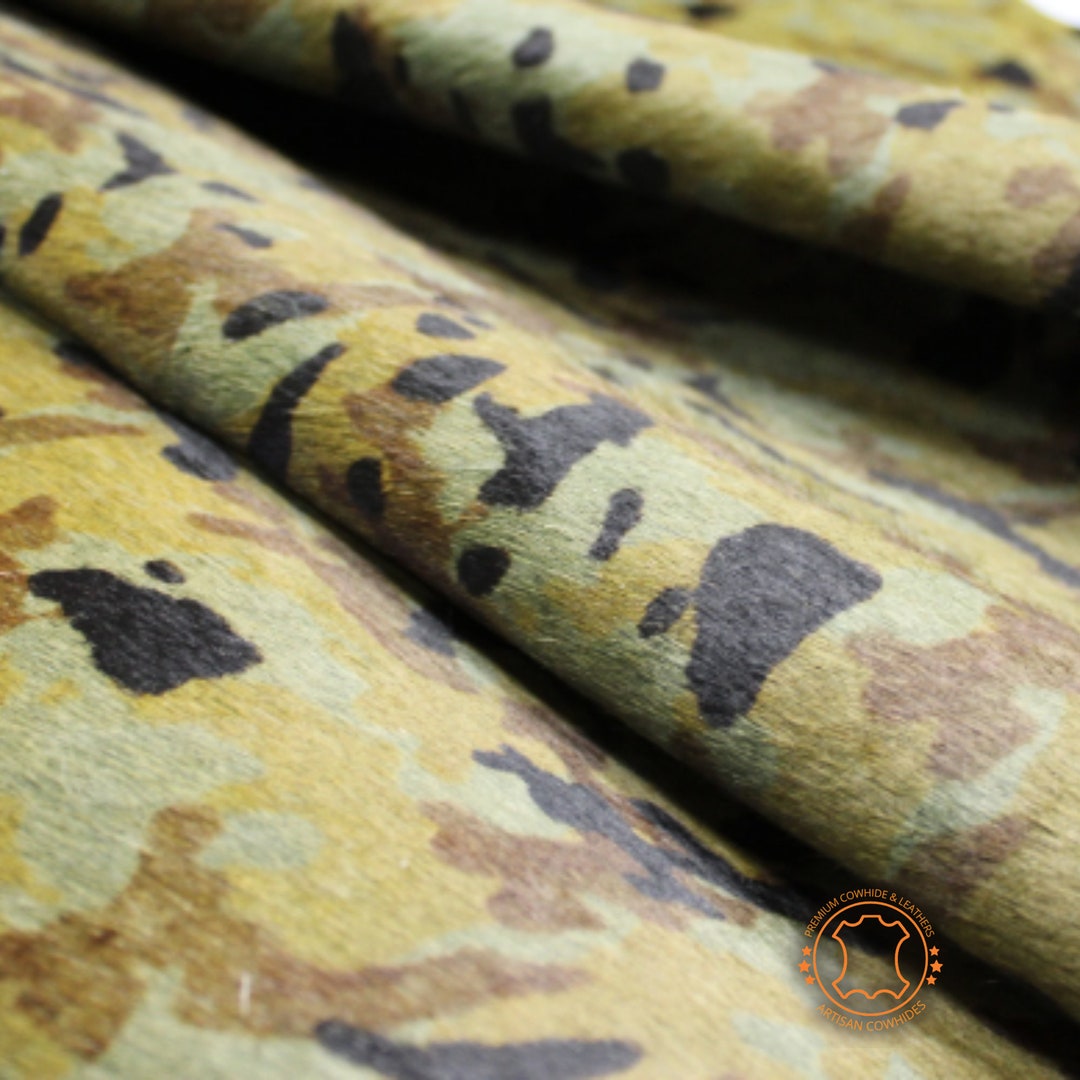 Camouflage Print Hair on Cow Hide Leather HALF COWHIDE 20 Etsy