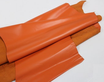 ORANGE LEATHER Genuine Cowhide Leather Slightly Firm / 3 oz - 3.5 oz (1.2 to 1.4mm)