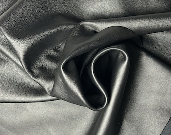 BLACK COWHIDE LEATHER -  Soft Natural Grain Black Leather 2.5-3 oz. - 40 sqft - Genuine Black Hide