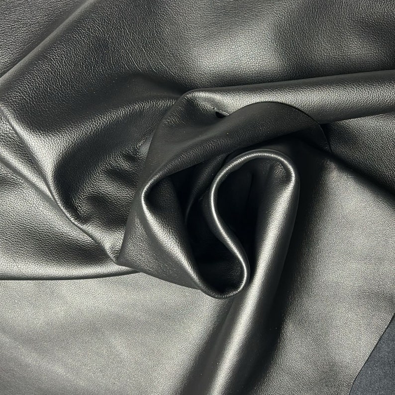 BLACK COWHIDE LEATHER Soft Natural Grain Black Leather 2.5-3 oz. 40 sqft Genuine Black Hide image 1