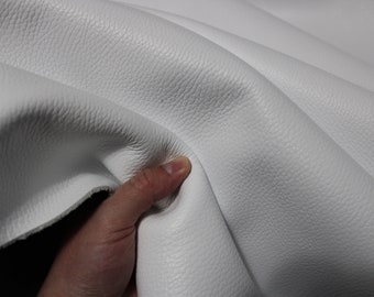 WHITE COWHIDE LEATHER -  Soft Pebble Grain Leather / 3.0 - 3.5 oz (1.0 to 1.2mm) - leather for crafts projects