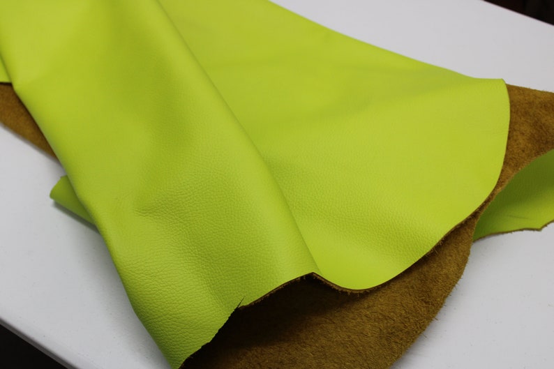 Lime Neon Floater Leather Thickness: 1.6 mm 1.8 mm/ 4 oz 4.5 oz / 9 SqFt 18 sqft / Soft leather for crafts projects image 7