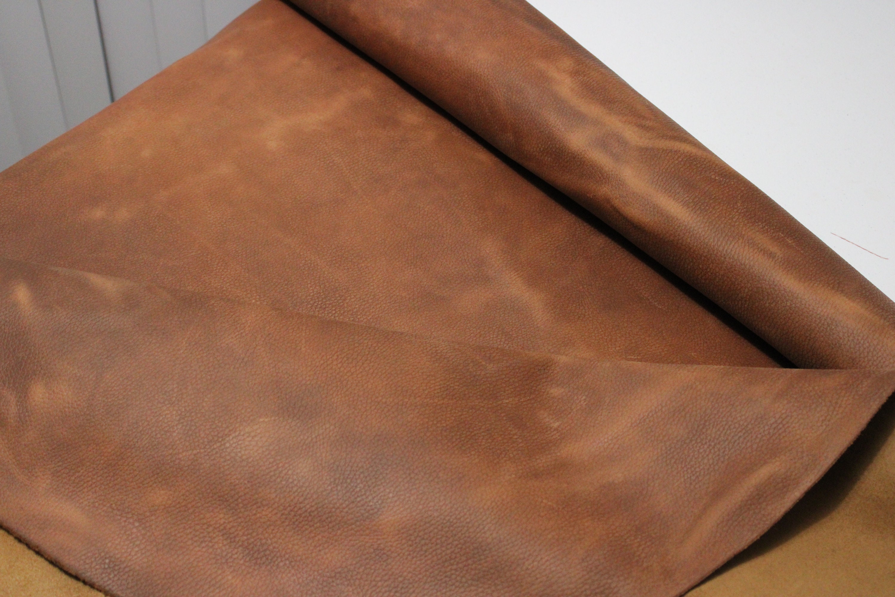 Medium Brown Distressed Leather Hide Thickness 1.6 mm1.8 Etsy
