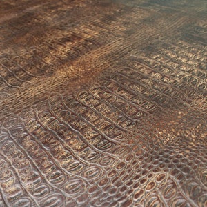 Copper Brown EMBOSSED CROCODILE LEATHER : Genuine Leather 2.5-3 oz. - Perfect for Upholstery, Handbags and Leather Crafts!