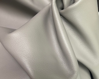 GRAY COWHIDE LEATHER -  Soft Natural Grain Gray Leather / 3.0 - 3.5 oz (1.0 to 1.2mm) - leather for crafts projects