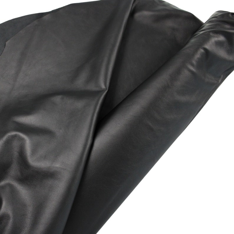 BLACK COWHIDE LEATHER Soft Natural Grain Black Leather 2.5-3 oz. 40 sqft Genuine Black Hide image 6