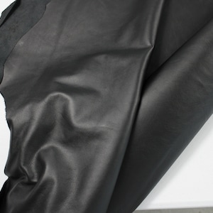 BLACK COWHIDE LEATHER -  Soft Natural Grain Black Leather 2.5-3 oz. - 40 sqft - Genuine Black Hide