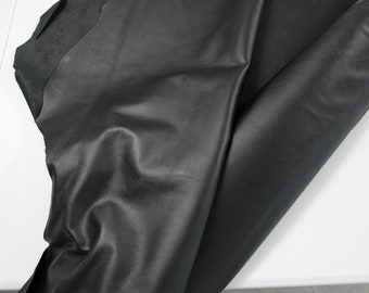 BLACK COWHIDE LEATHER -  Soft Natural Grain Black Leather 2.5-3 oz. - 40 sqft - Genuine Black Hide