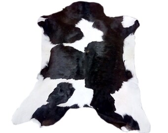 Dark Brown & White Calfskin Rug * Size 3ft x 3ft - Premium Quality Decor Rug