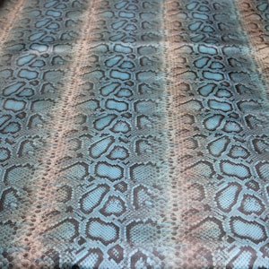 PYTHON PRINTED LEATHER Blue Metallic: Genuine Leather 2.5-3 oz. - Perfect for Handbags and Leather Crafts!