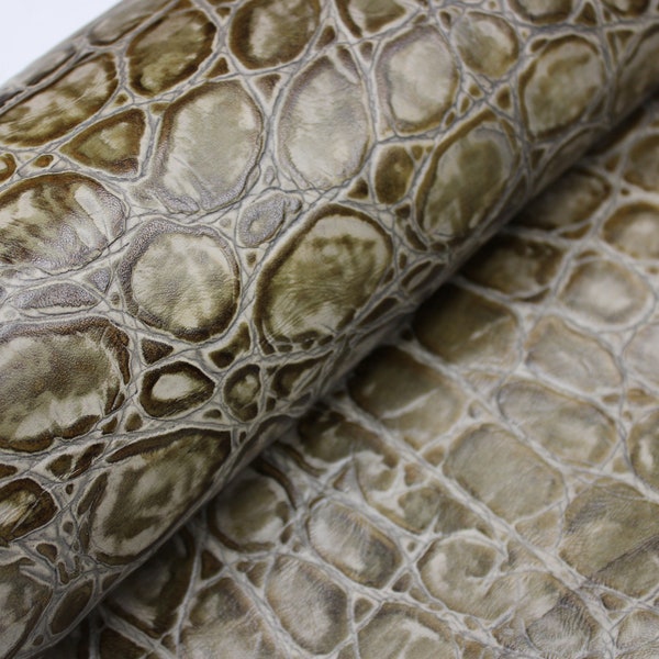Brown Ivory EMBOSSED TORTOISE LEATHER : Genuine Leather 2.5-3 oz. - Perfect for Handbags and Leather Crafts!