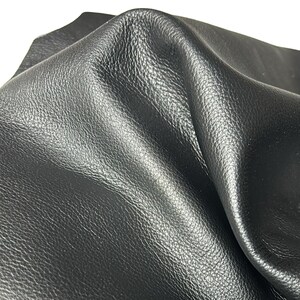 BLACK COWHIDE LEATHER Soft Natural Grain Black Leather 2.5-3 oz. 40 sqft Genuine Black Hide image 5