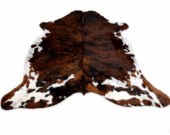Brindle Tricolor  Cowhide Rug - (XL 7'-8 x 6' - L 6'x5') - Premium Cowhide Rug