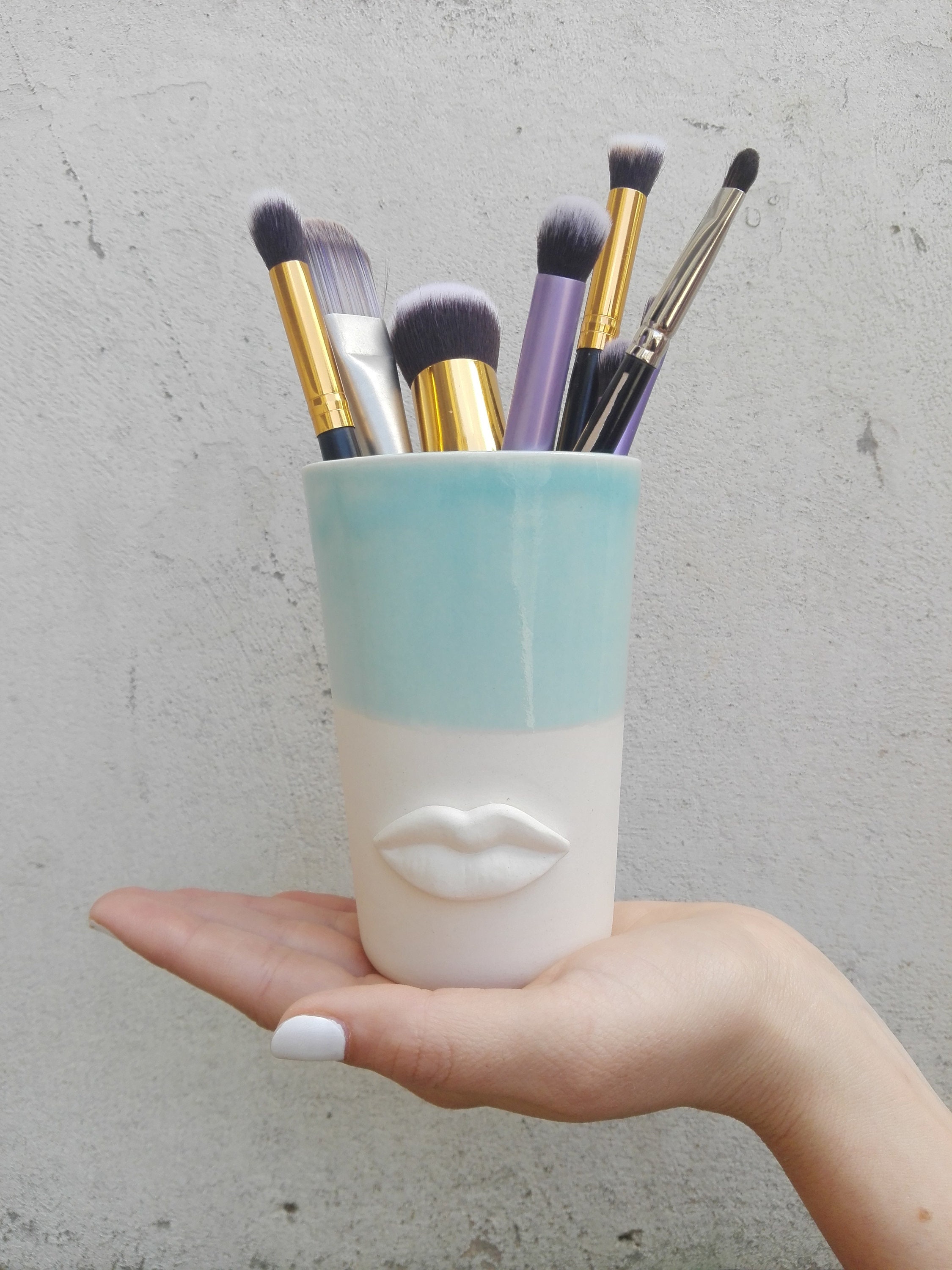 Small Ceramic Vase Flower Holder With Lips Etsy