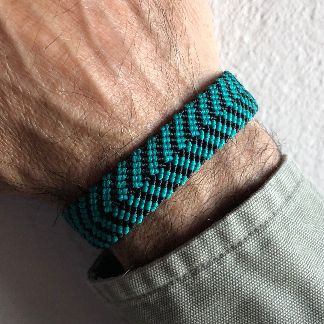 Men's Macrame Bracelet Striped, Doublesided, Strong, Cottoninfused