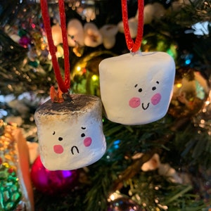 Cute marshmallow s’mores ornament, cute ornaments, funny ornaments, best friends ornaments, ornament gift exchange