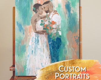 Custom portraits, custom wedding oil painting, custom oil painting portrait, custom anniversary painting, wedding painting, couple painting