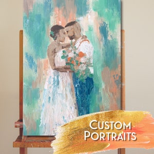 Custom portraits, custom wedding oil painting, custom oil painting portrait, custom anniversary painting, wedding painting, couple painting