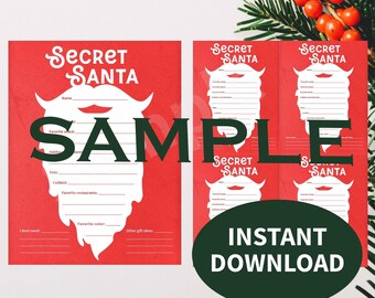 Intercambio de regalos de Papá Noel secreto, Cuestionario de Papá Noel secreto, descarga instantánea de Papá Noel secreto, Papá Noel sucio, intercambio yanqui, Navidad de garganta cortada, imprimir