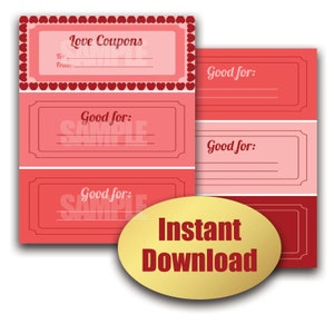 Love coupon book, printable love coupon book, make your own coupon book, valentines day coupons, gifts for him, gifts for her, custom coupon