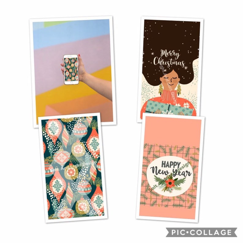 Fun Christmas /& New Years Phone Lock Screen Wallpaper Bundle of Three 3