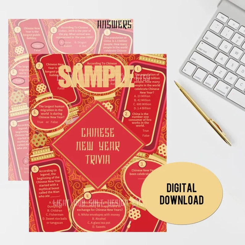Trivia del Año Nuevo Chino, 中国新年, juegos del año nuevo chino, imprimibles del año nuevo chino, festival de primavera, año nuevo lunar, juegos del año nuevo lunar imagen 1