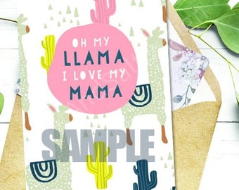 Tarjeta del día de las madres, tarjeta del día de las madres imprimible, llama, día de las madres descargable para imprimir, tarjeta divertida del día de las madres, tarjeta linda del día de las madres, divertida