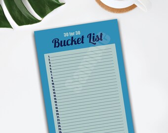 30 for 30 birthday Bucket List, printable custom 30th birthday bucket list, cute bucket list, unique 30th birthday printable gift, 30 year