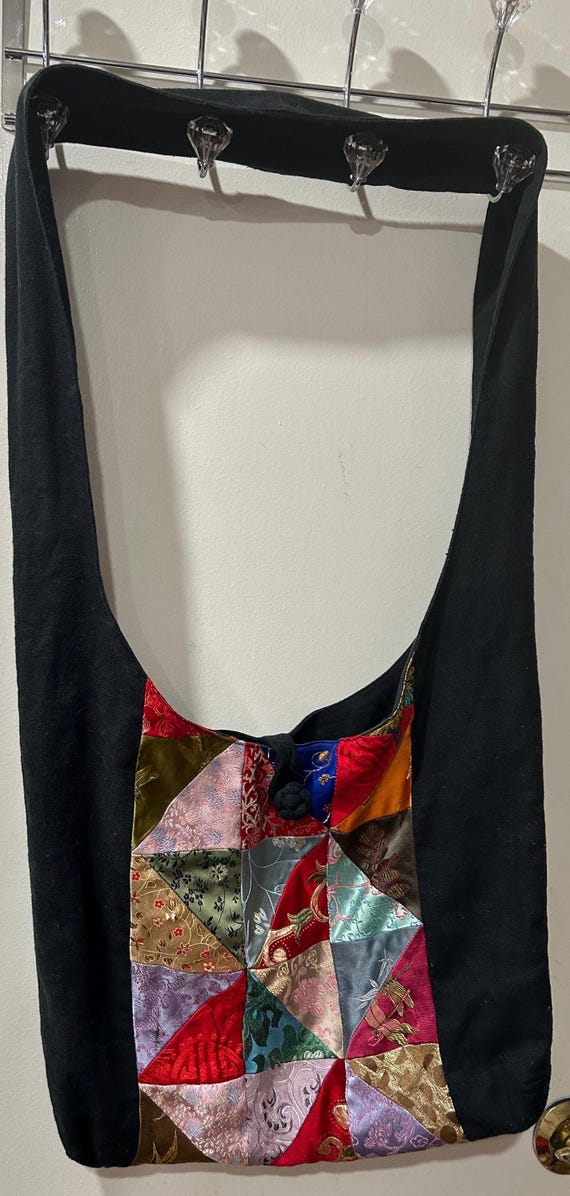 Large Retro 70s Style Handcrafted Cloth Patchwork… - image 5