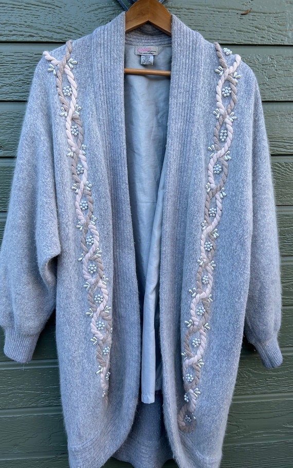 Vintage Blue Angora Tunic Sweater,Long Sleeves,Fau