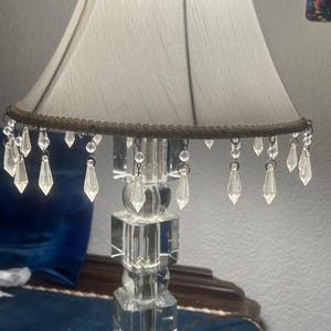 VTG jaren 40 art-decostijllamp met drie helderglazen blokken gescheiden door glazen bollen, originele bedrading, werkt goed