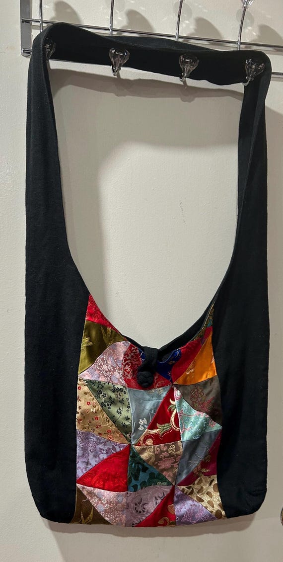 Large Retro 70s Style Handcrafted Cloth Patchwork… - image 2