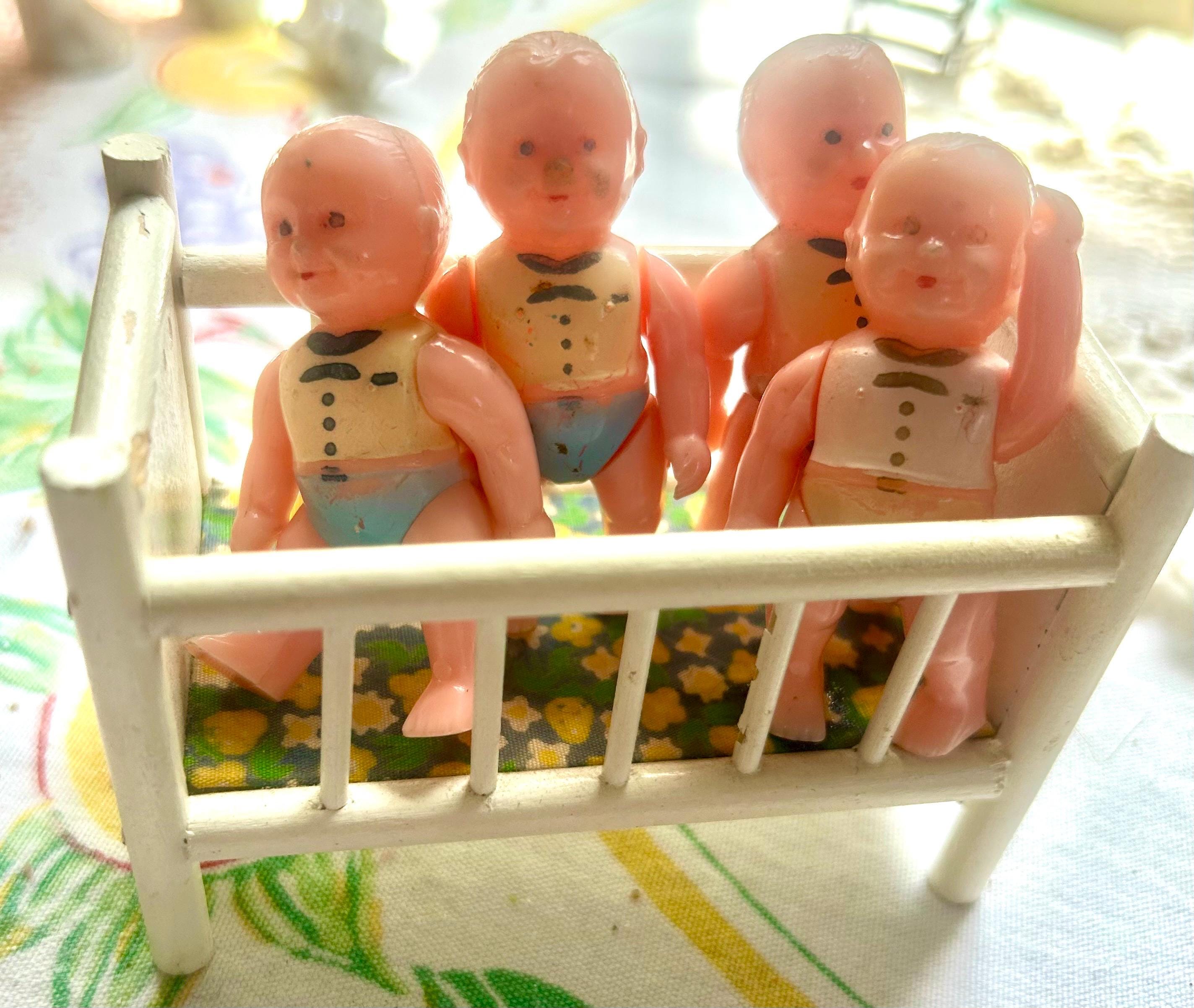 Yellow Shackman Four Vintage Renwal Babies #8 1950's Plastic Dolls 2” Tall, Jointed ...